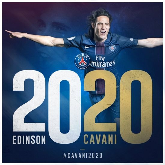 Cavani, lié au PSG jusqu’en 2020