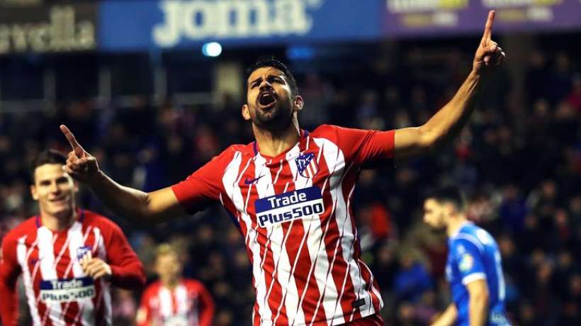 Diego Costa de retour avec l'athlético de Madrid marque cinq minutes après son entre en jeu Diego Costa de retour avec l'athlético de Madrid marque cinq minutes après son entre en jeu